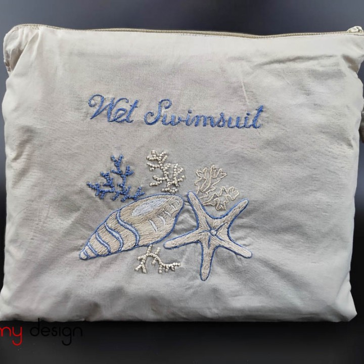 Wet laundry bag with shellfish embroidery